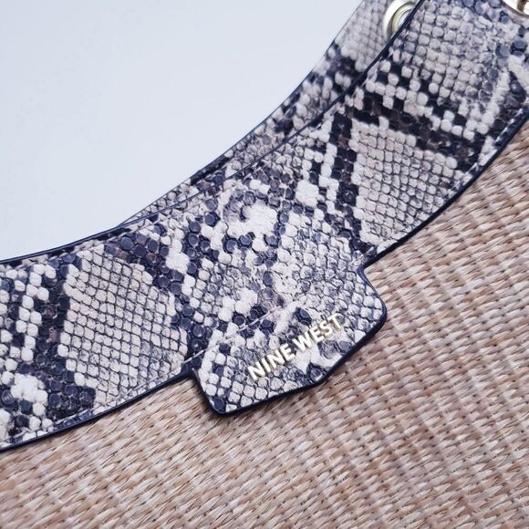 Nine West Snake Print and Raffia Carryall - Picture 6 of 7